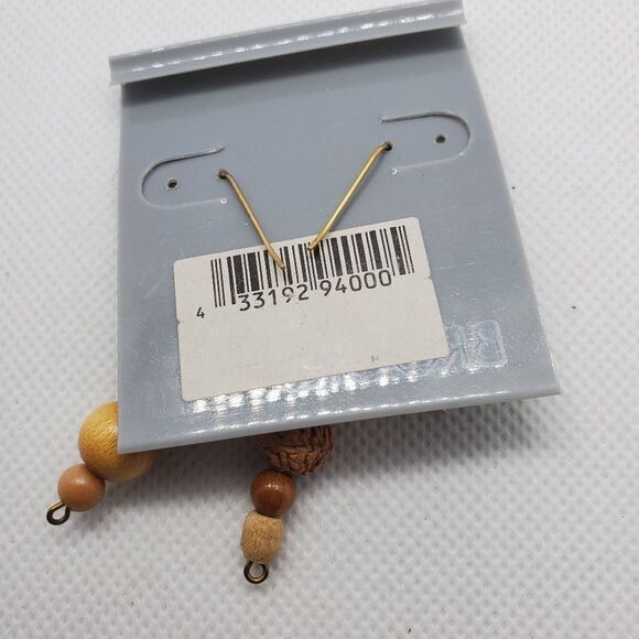 Vintage Brooks Wooden Beaded Dangling Earrings - Picture 3 of 3